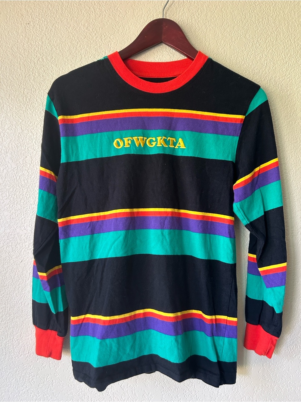 OFWGKTA Black Multicolor Stripe Long Sleeve Shirt, Sz S